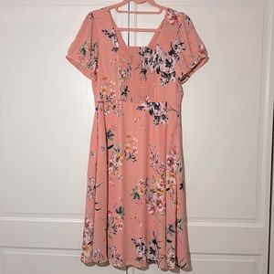 LOFT, pink floral dress